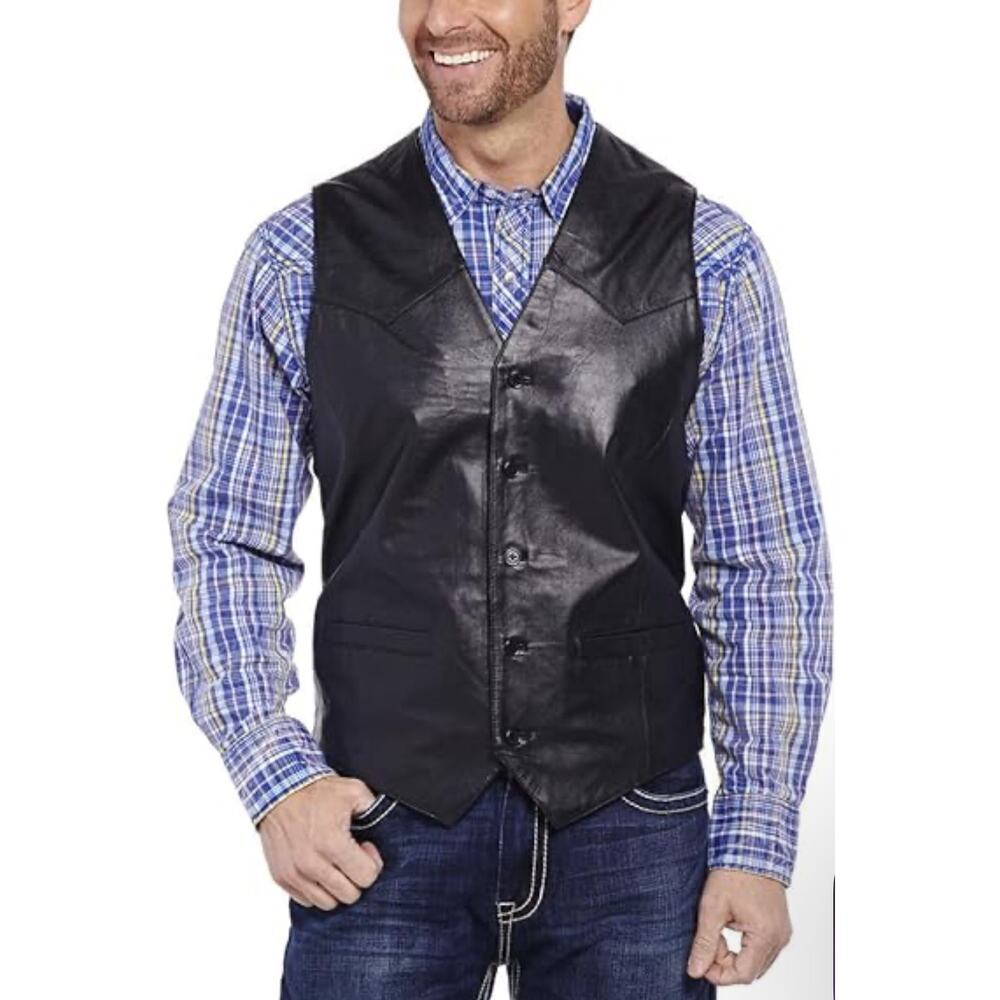 Cripple Creek Men’s 100% Genuine Leather Vest - Outerwear / Motorcycle - Xl